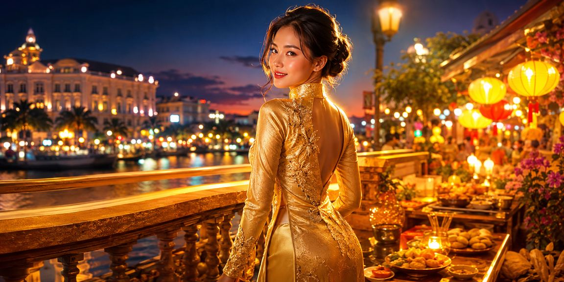 Người phụ nữ mặc áo dài truyền thống tham gia cá cược casino tại Hà Nội